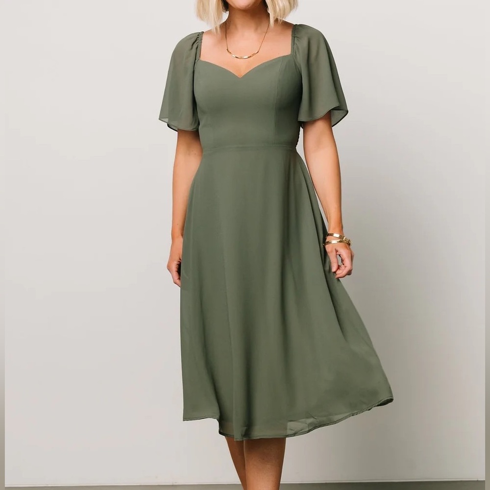 NWT Baltic Born Colette Sweetheart Midi Dress Sage Green Size L